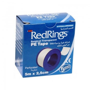 RED RINGS SURGICAL TRANSPARENT PE TAPE Chirurgická páska průhledná Polyesterová 5m x 2,5cm