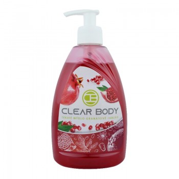 CLEAR BODY Tekuté mýdlo S VŮNÍ GRANÁTOVÉHO JABLKA - pumpička 500ml